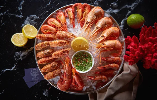 Picture lemon, sauce, shrimp