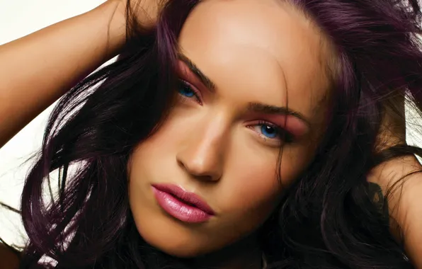 Picture face, Megan Fox, Megan Fox, purple