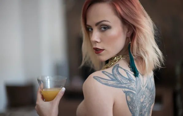 Face, model, hair, body, glass, tattoo, Miri