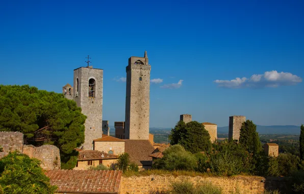 Italy, tower, Tuscany, San Gimignano