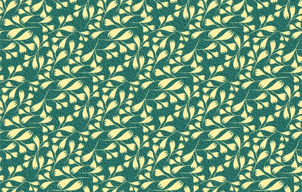 Flowers, yellow, green, background, pattern, Flowers, Pattern, Seamless