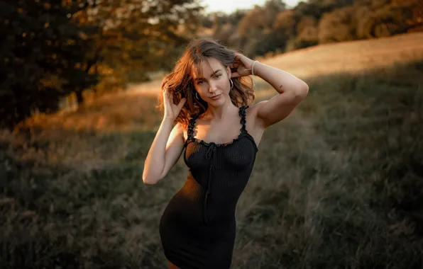 Picture look, nature, figure, dress, waist, curls, Jiri Tulach, Jiří Tulach