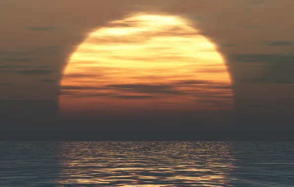 Picture sea, the sun, sunset