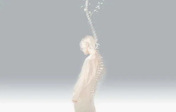 White, branches, back, skeleton, guy, art
