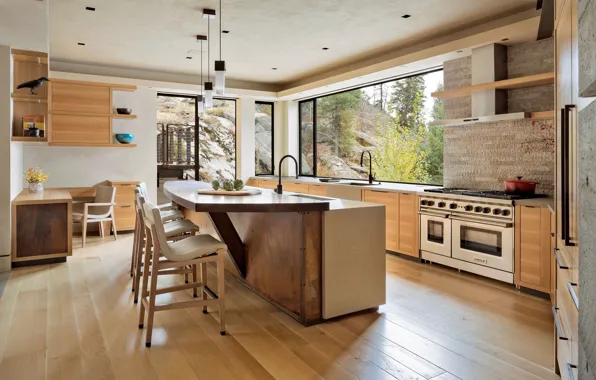 Interior, kitchen, dining room, Idaho, Cliff House