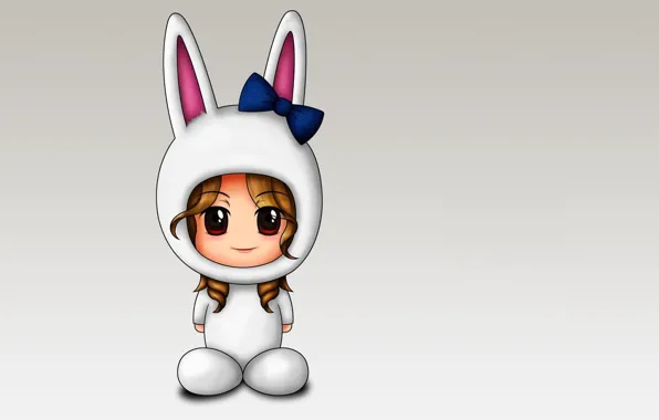 Picture holiday, minimalism, anime, costume, girl, Bunny, bow, baby