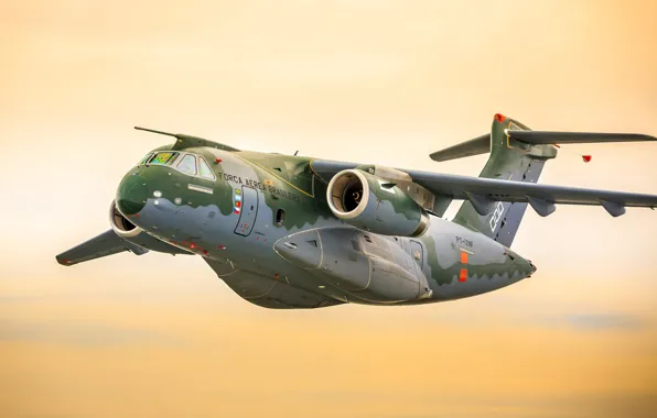 Picture flying, Brazil, FAB, Embraer, KC-390, turbines, developed and manufactured by Embraer Defesa e Seg, Embraer …