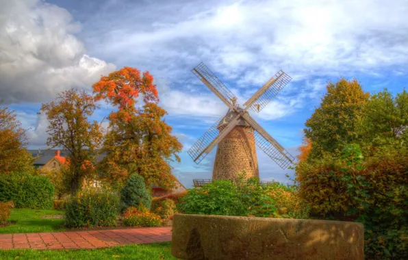 Picture landscape, nature, HDR, beauty, mill