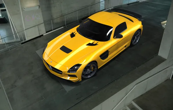 Mercedes-Benz, Yellow, Machine, Mercedes, SLS AMG, AMG, Rendering, Black Series