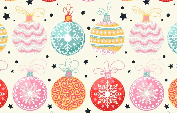 Background, holiday, balls, toy, new year, vector, texture