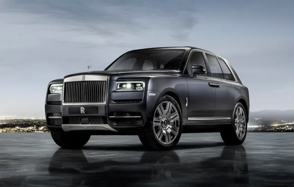 Picture auto, lights, The evening, Rolls-Royce Cullinan