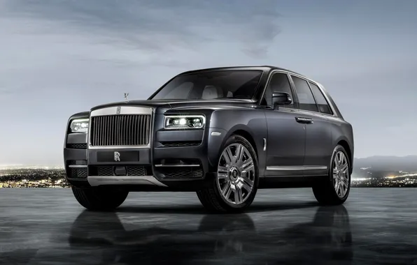 Auto, lights, The evening, Rolls-Royce Cullinan