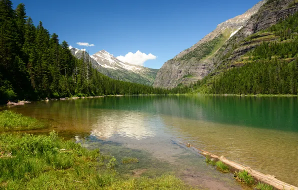 Picture mountains, lake, Montana, Glacier National Park, Glacier, Montana, Avalanche Lake