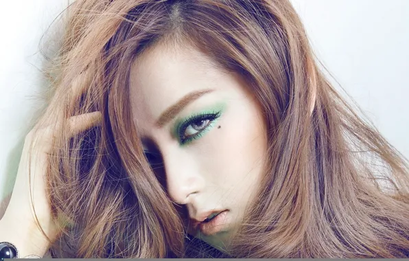 Girl, face, makeup, blonde, Asian