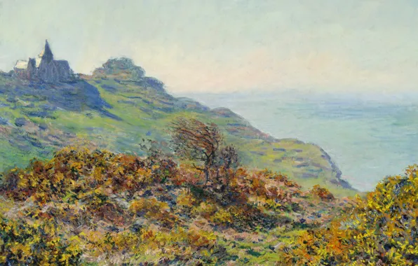 Landscape, picture, Claude Monet, The Church in Varengeville and the Gorge of Les Moutiers