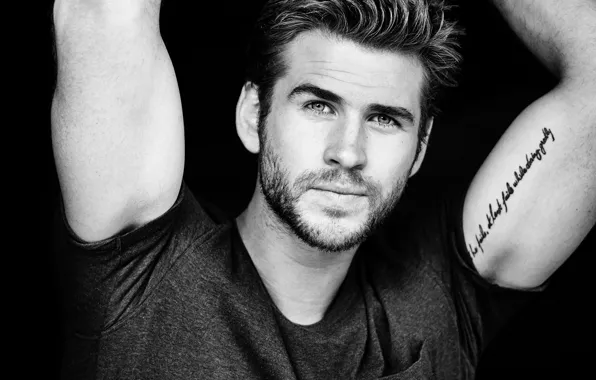 Picture photo, actor, black and white, journal, Liam Hemsworth, Liam Hemsworth, Eric Ray Davidson, Mens Fitness