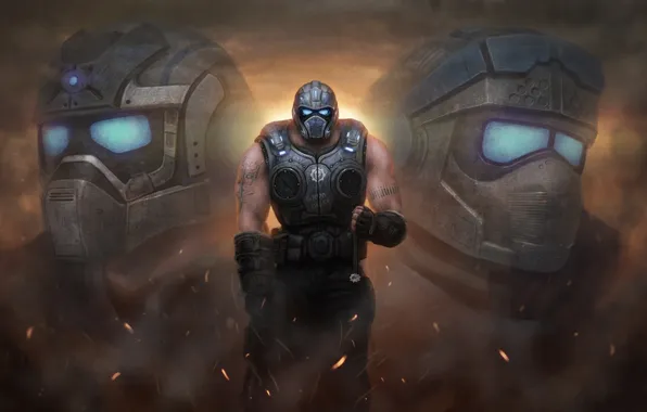 Picture helmet, soldier, Gears of War, Epic Games
