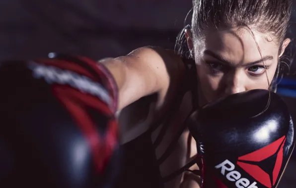 Model, gloves, Reebok, Gigi Hadid, boxe