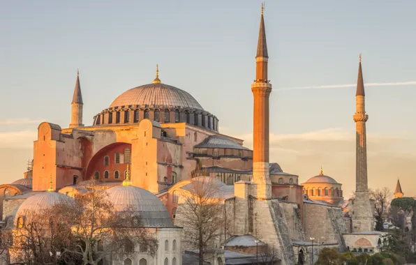 The sun, dawn, tower, temple, mosque, architecture, Istanbul, Turkey