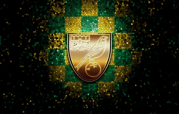 Wallpaper, sport, logo, football, glitter, checkered, Norwich City