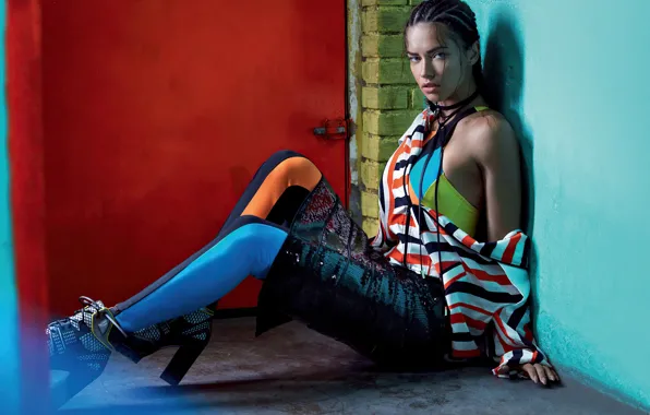 Look, girl, pose, wall, model, Adriana Lima, Vogue