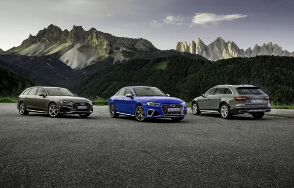 Picture mountains, Audi, sedan, S4, A4, 2019, station wagons, A4 Avant
