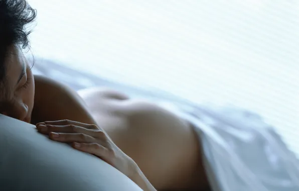 Ass, girl, morning, bed, curls