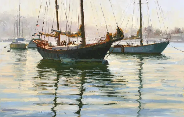 Water, landscape, ships, yachts, mast, tackle, Jim Wodark