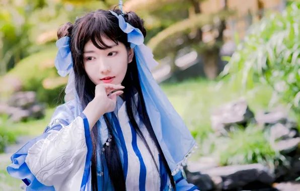 Beautiful, Asian, Model, Woman, Pretty, Outdoor, Close Up, Traditional