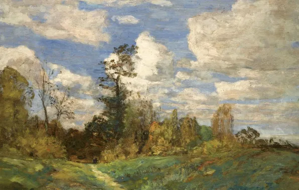 Clouds, trees, picture, Forest Landscape, Eugene Boudin, Eugene Boudin