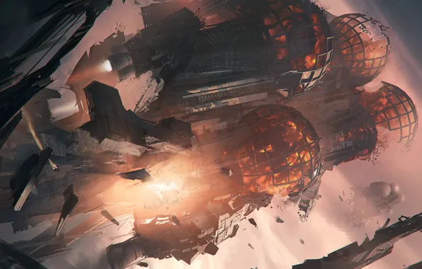 Space, fire, disaster, destruction, experiment, base assault