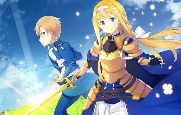Anime, japanese, Sword Art Online, SAO, bishojo, Alice Synthesis Thirty, Eugeo, Alice Mount