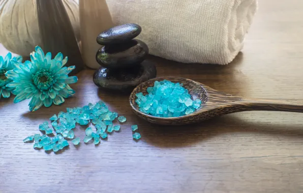 Flowers, stones, chrysanthemum, Spa, sea salt