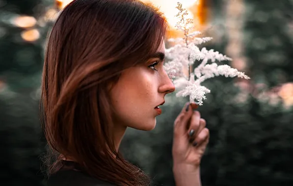 Makeup, freckles, profile, bokeh, Lithuania, Vilnius, Tomas Bark, Tomas Barkauskas