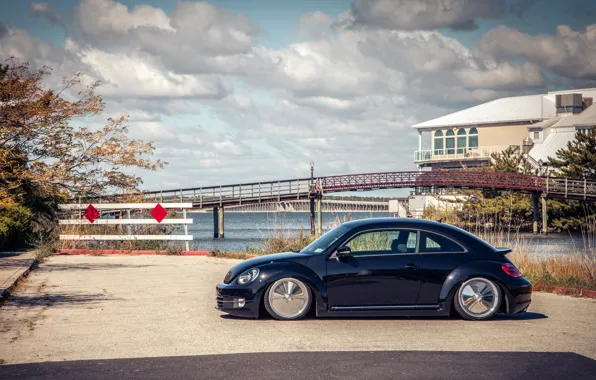 Picture beetle, Volkswagen, black, Volkswagen, Beetle, stance