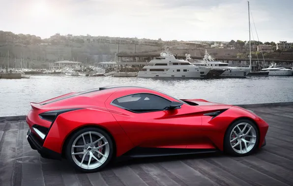 Water, Red, Auto, Pier, Yachts, Machine, Day, Coupe