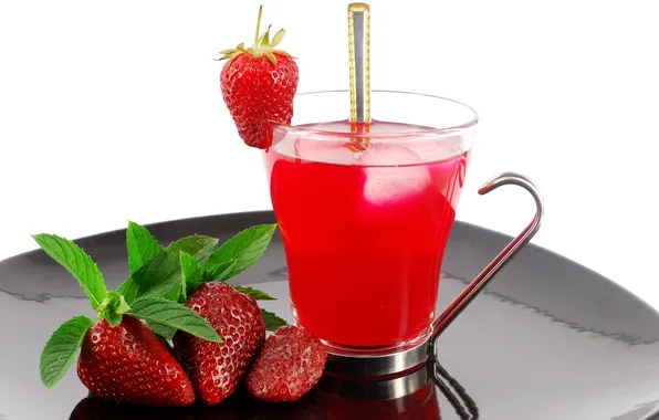 Summer, tea, strawberry, strawberry, berry, spoon, Cup, cocktail