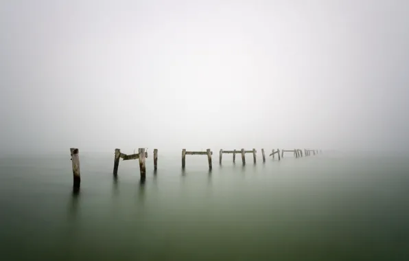 Picture sea, landscape, fog, support