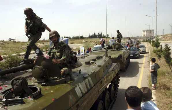 War, soldiers, fighters, BMP, Syria