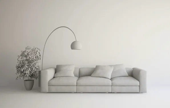 Picture design, lamp, couch, living