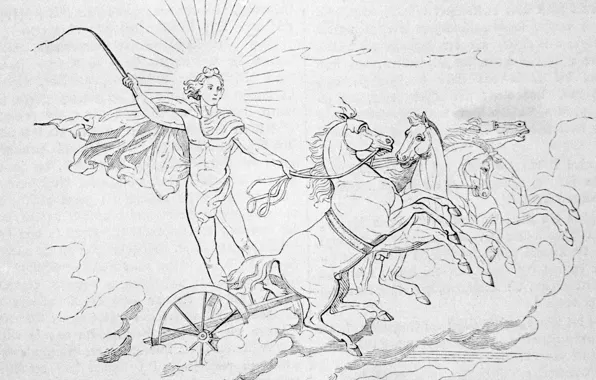 The sun, chariot, horse, horse riding, helios