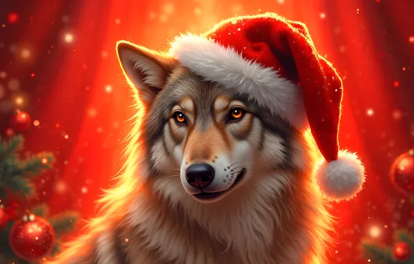Look, face, light, grey, wolf, portrait, Christmas, New year