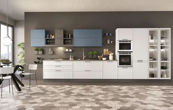Style, Villa, interior, Italy, kitchen, dining room, dining area, Italian design