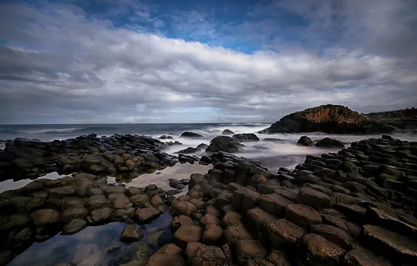Sea, stones, coast, Northern Ireland