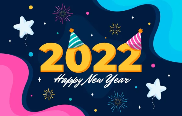 Background, figures, New year, stars, 2022