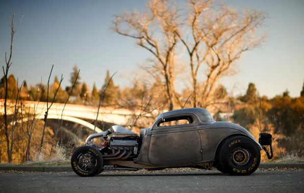 Picture Ford, Hot Rod, Coupe, Twin Turbo, 1934, Drag Car, Big Block, Side view