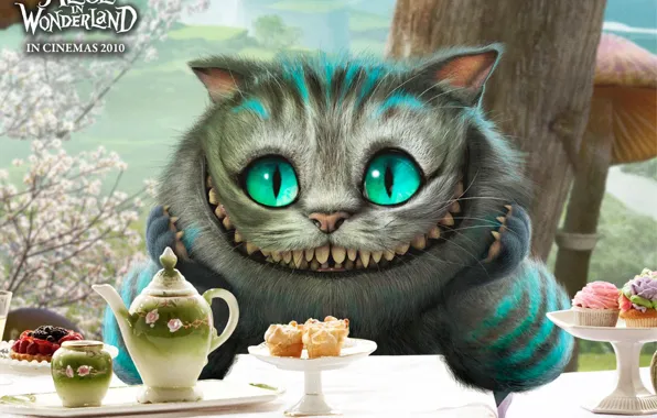 Picture Smile, Eyes, Alice in Wonderland, Dishes, Alice in Wonderland, Porcelain, Cheshire cat