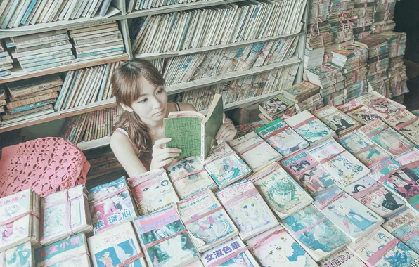 Books, Girl, Asian