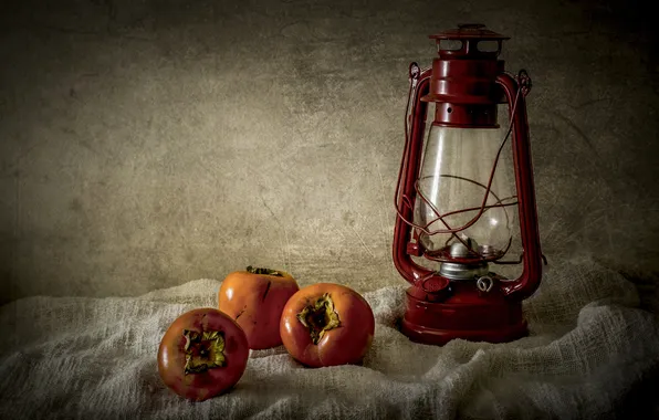 Background, lamp, persimmon