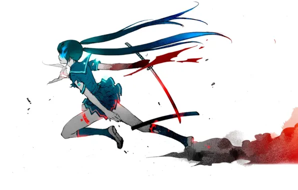 Picture katana, hatsune miku, black rock shooter, blood plus